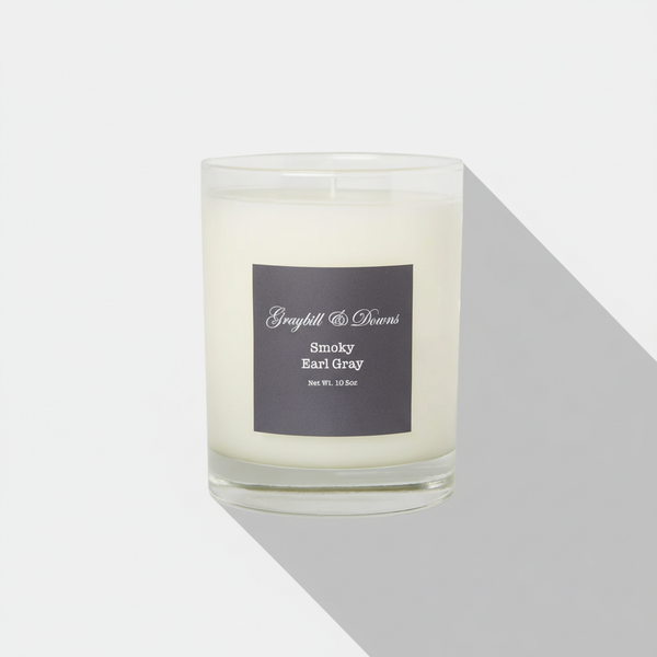 Smoky Earl Gray Candle – Centered with Long Shadow